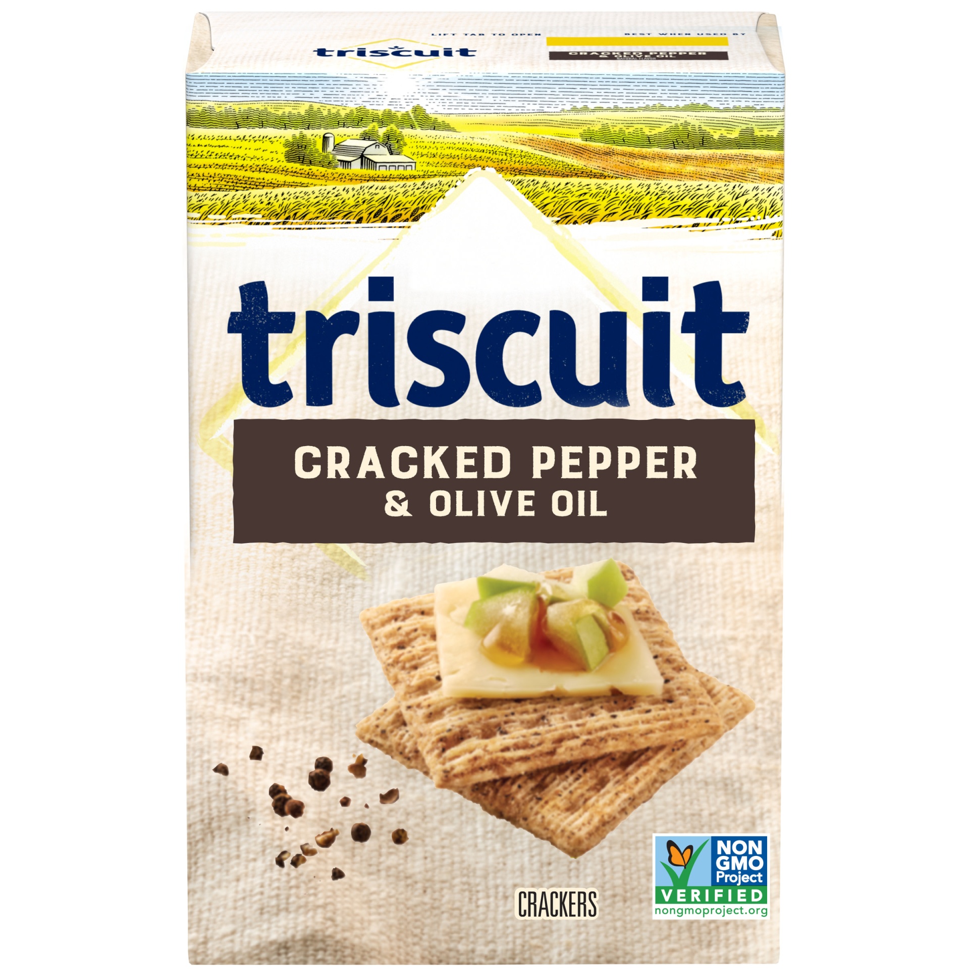 slide 1 of 2, Triscuit Cracked Pepper & Olive Oil Crackers, 8.5 oz
