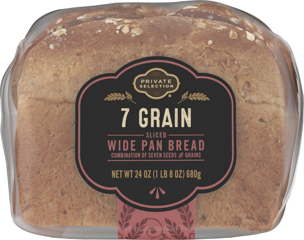 slide 5 of 5, Private Selection 7 Grain Wide Pan Sliced Bread, 24 oz