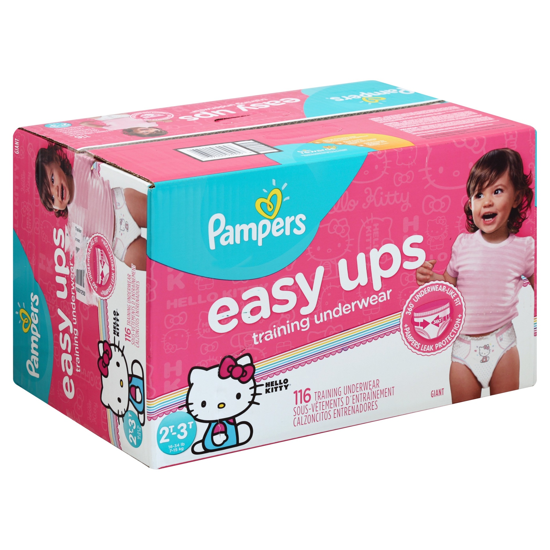 slide 1 of 29, Pampers Easy Ups Training Underwear Girls, Size 4 2T-3T, 112 ct