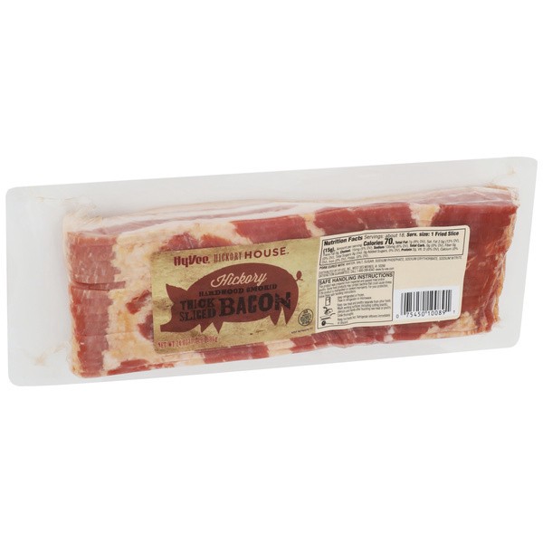 slide 1 of 8, Hy-vee Hickory Hardwood Smoked Thick Sliced Bacon, 24 oz