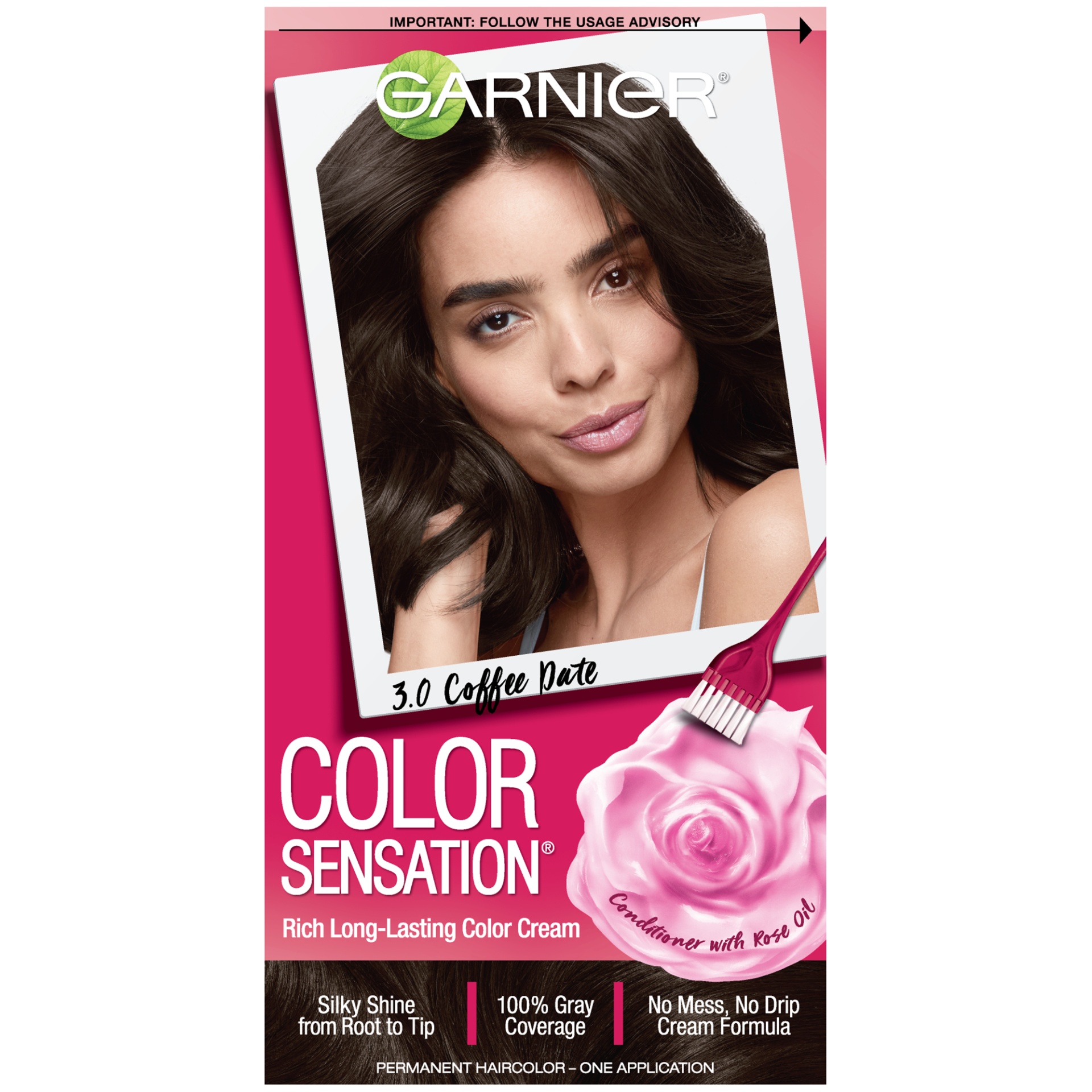slide 3 of 8, Garnier Color Sensation Hair Color Rich Long-Lasting Color Cream 3.0 Darkest Brown, 1 ct