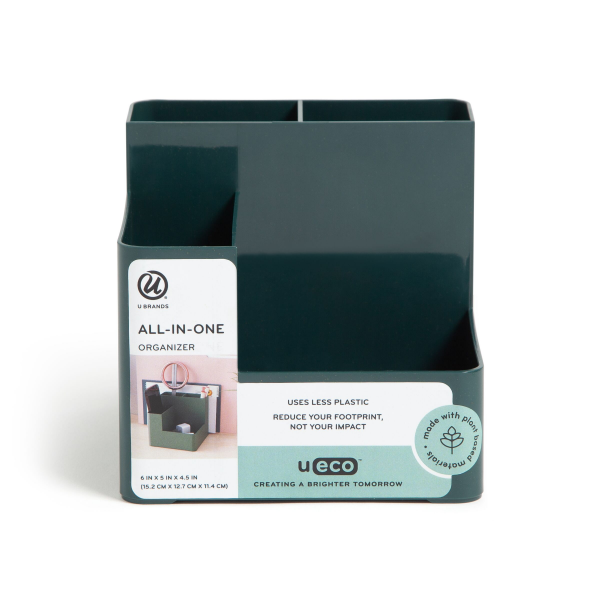 slide 8 of 9, U Brands U-Eco Desktop Organizer, 6" x 5" x 4.5", Green, Made of Plant-Based Materials, 1 ct
