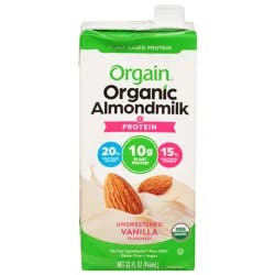 Orgain Organic 10g Plant Based Protein Almondmilk, Unsweetened Vanilla 32oz, 1ct