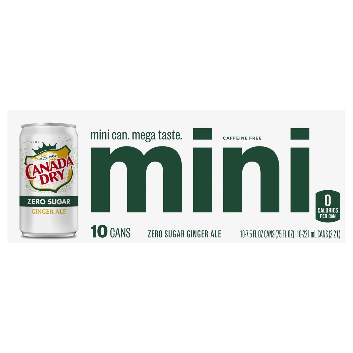 slide 2 of 9, Canada Dry Zero Sugar Ginger Ale Mini, 10 ct; 7.5 oz