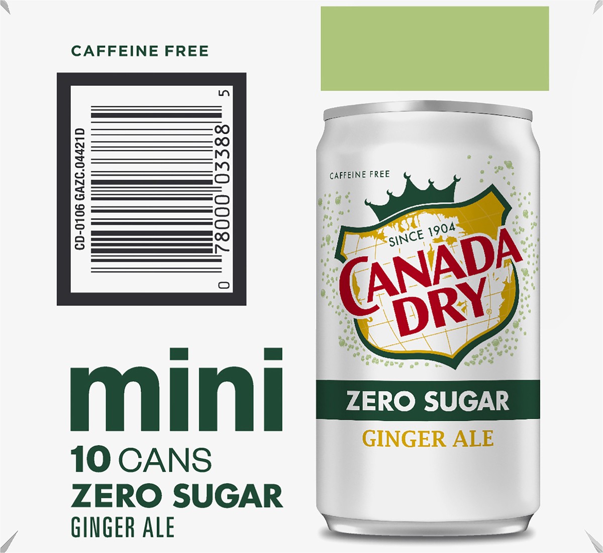 slide 9 of 9, Canada Dry Zero Sugar Ginger Ale Mini, 10 ct; 7.5 oz