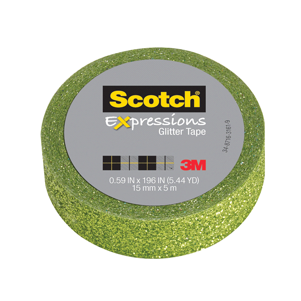 slide 1 of 1, Scotch Expressions Glitter Tape, Lime Green Glitter, 1 ct