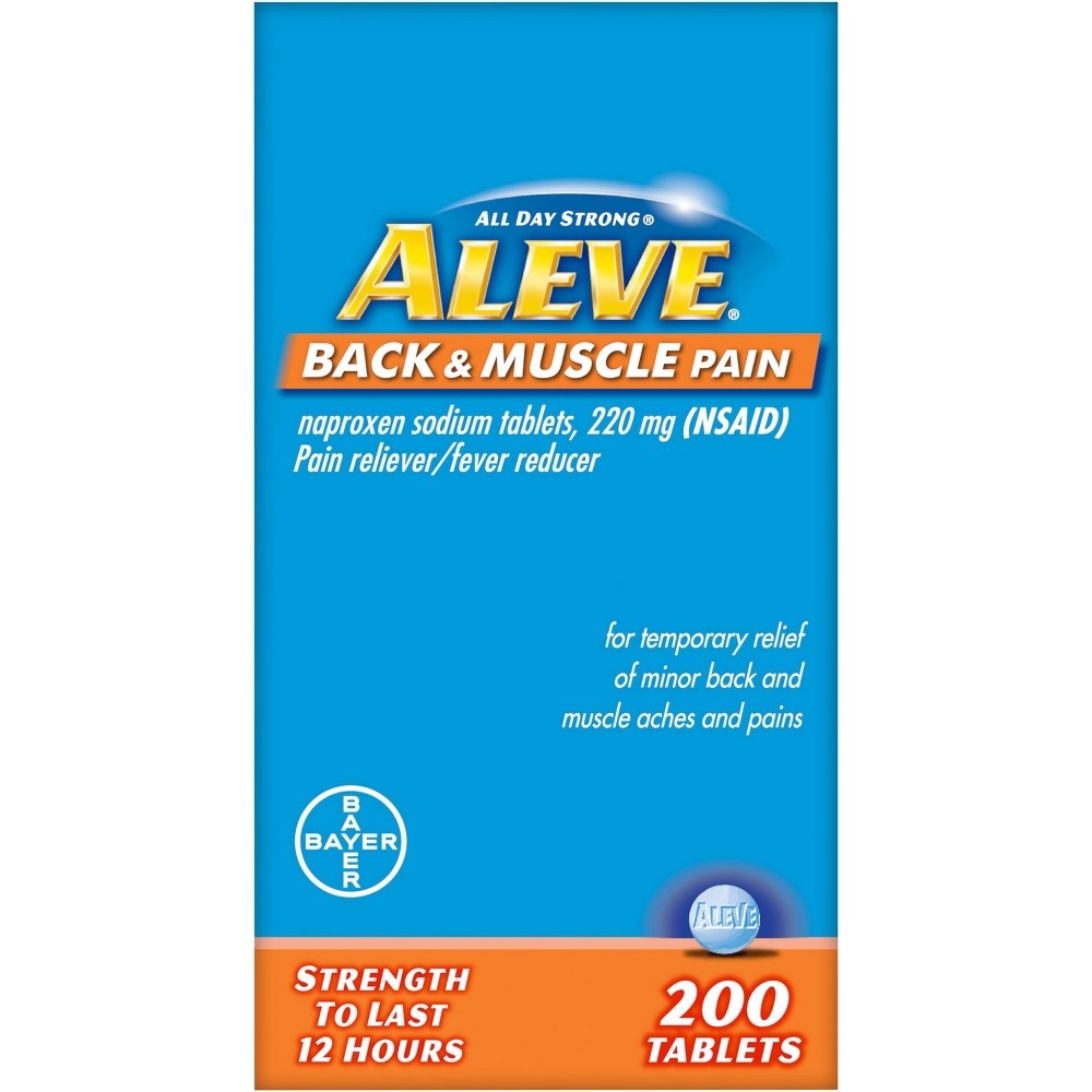 slide 5 of 6, Aleve Back & Muscle Pain Reliever Tablets - Naproxen Sodium (NSAID), 200 ct