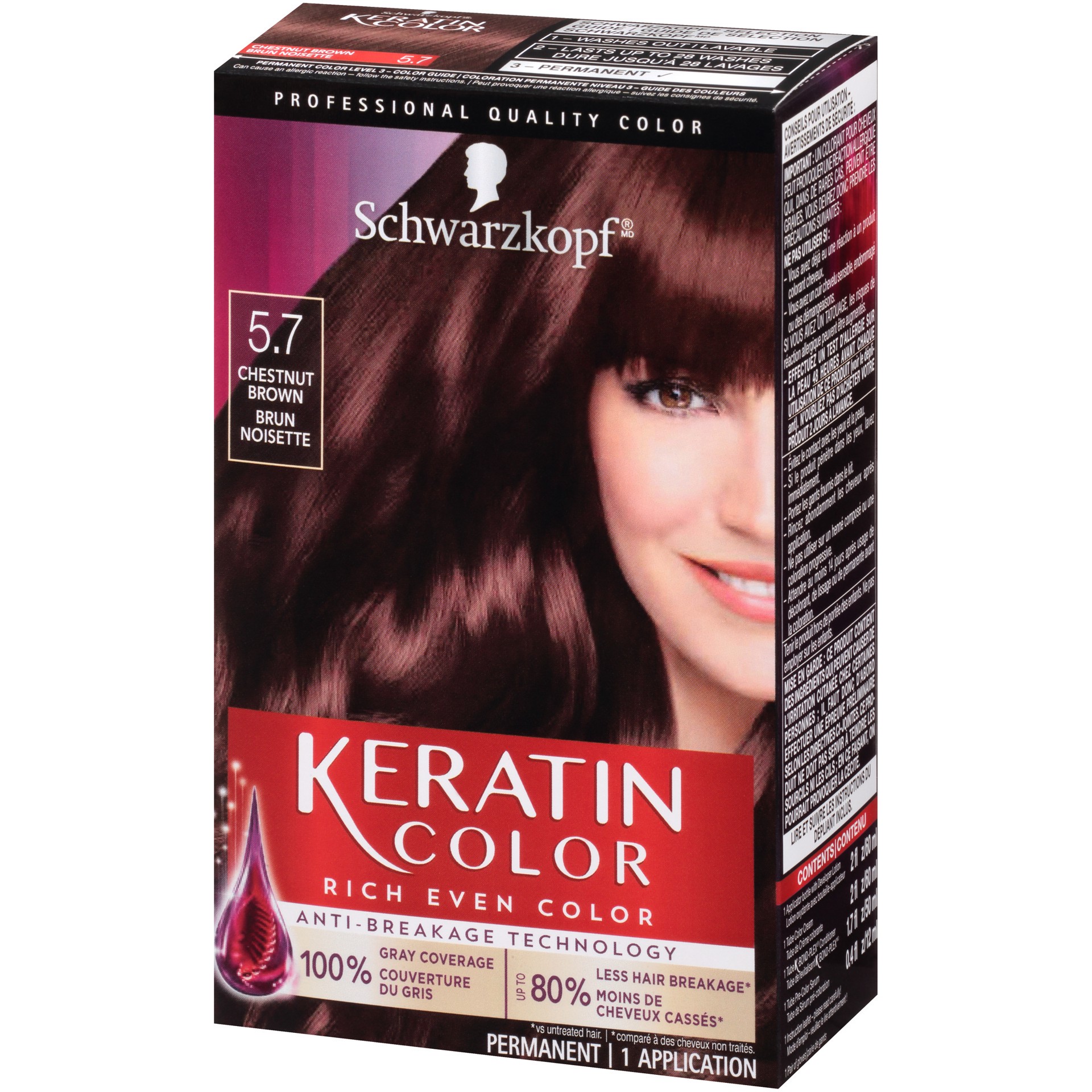 slide 2 of 4, Schwarzkopf Permanent Hair Color Cream, 5.7 Chestnut Brown, 6.10 fl oz