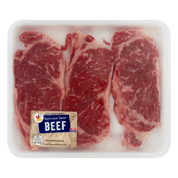 slide 1 of 1, Giant Boneless Thin Beef New York Strip Steak Fresh, per lb