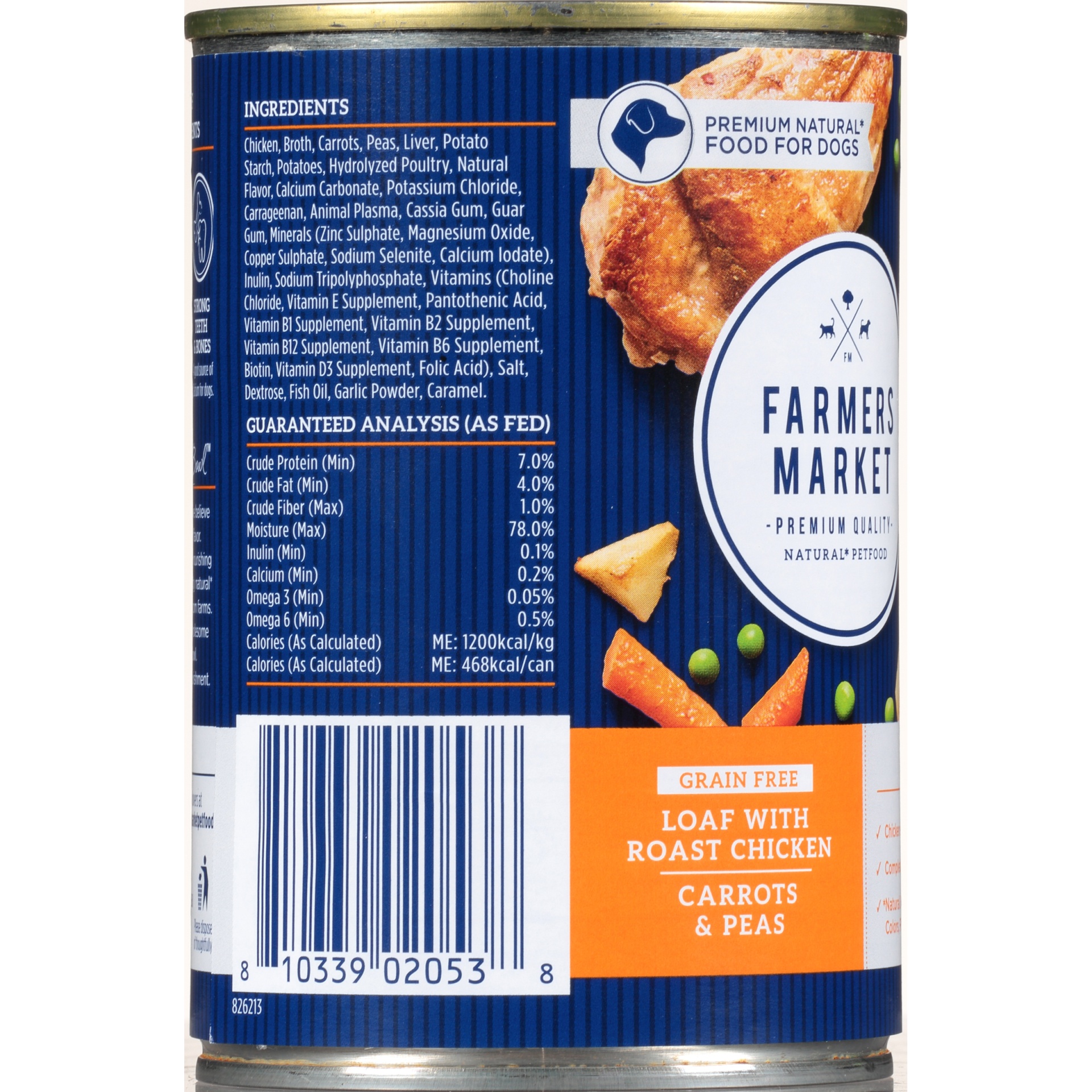 slide 4 of 7, Farmer's Market Grain Free Loaf Chicken Carrots & Peas Dog Food, 13.8 oz