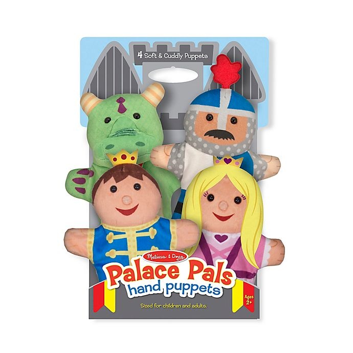 slide 1 of 1, Melissa & Doug Palace Pals Hand Puppets (Set of 4) - Prince Princess Knight And Dragon, 4 ct