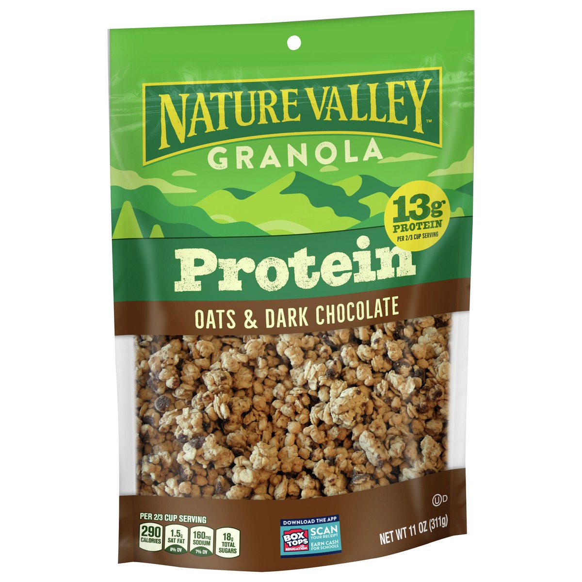 slide 2 of 9, Nature Valley Protein Granola, Oats and Dark Chocolate, Resealable Bag, 11 OZ , 11 oz