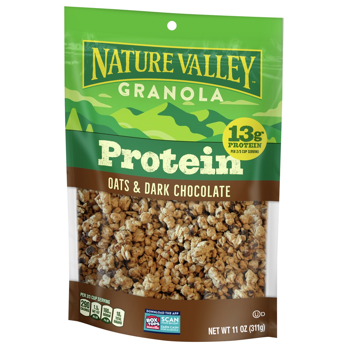 slide 7 of 9, Nature Valley Protein Granola, Oats and Dark Chocolate, Resealable Bag, 11 OZ , 11 oz
