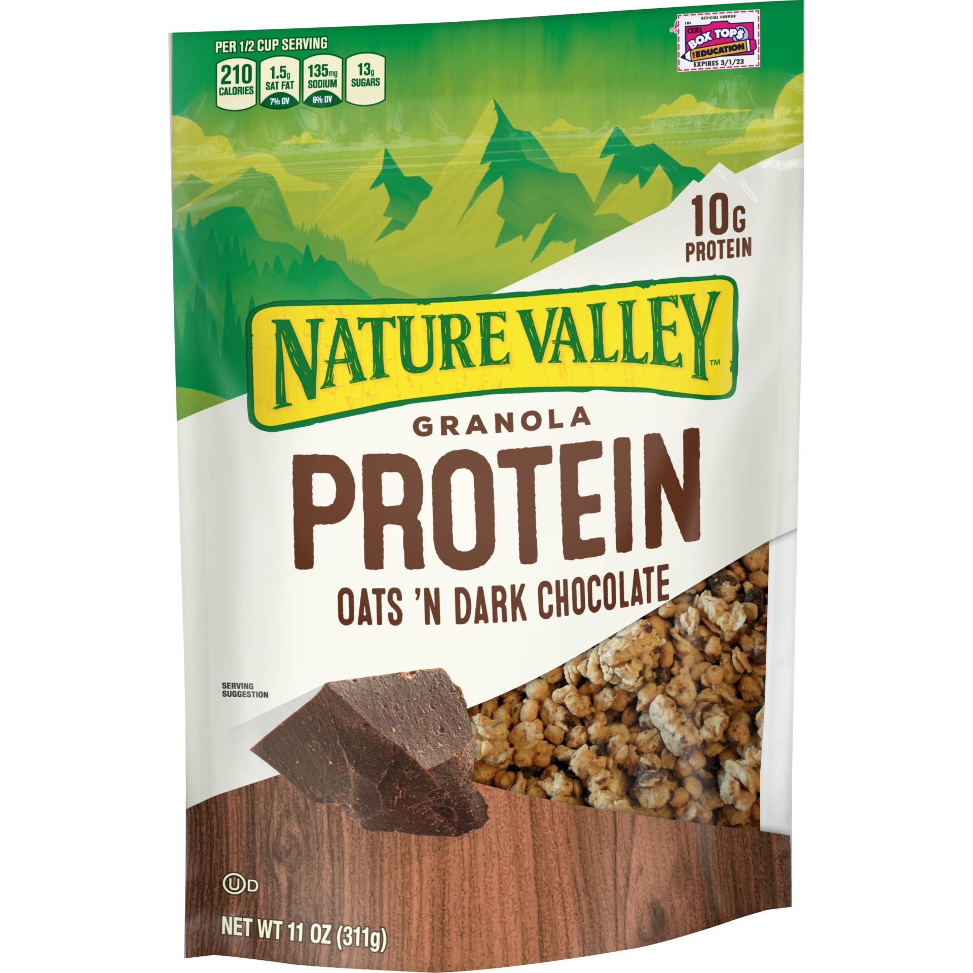 slide 1 of 4, Nature Valley Granola, Protein, Oats and Dark Chocolate Pouch, 11 oz