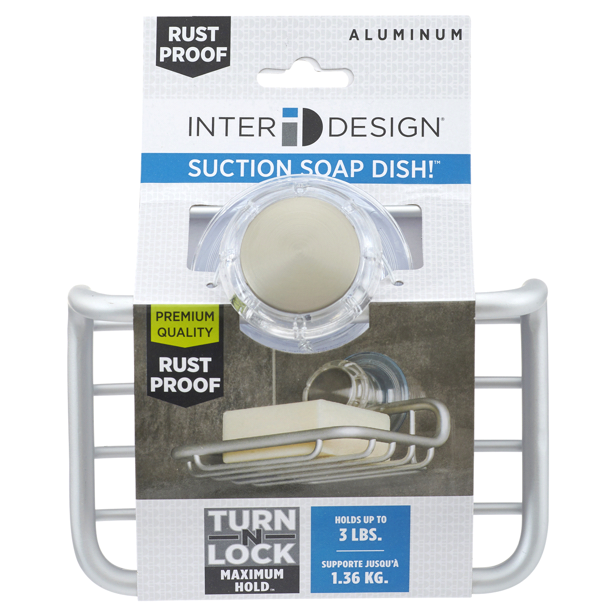 slide 1 of 1, InterDesign Metro Aluminum Turn-N-Lock Suction Soap Dish, Silver, 1 ct