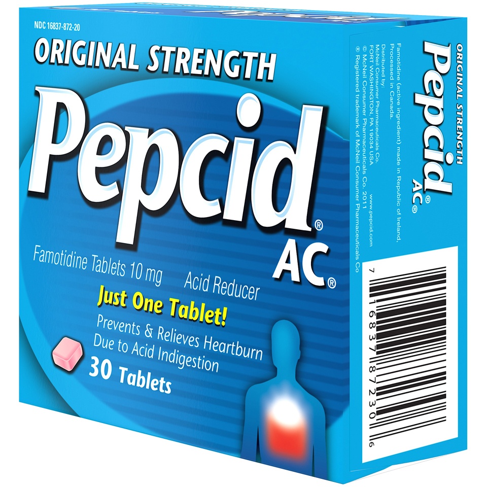 slide 3 of 6, Pepcid AC Original Strength Acid Reducer Tablets, 30 ct