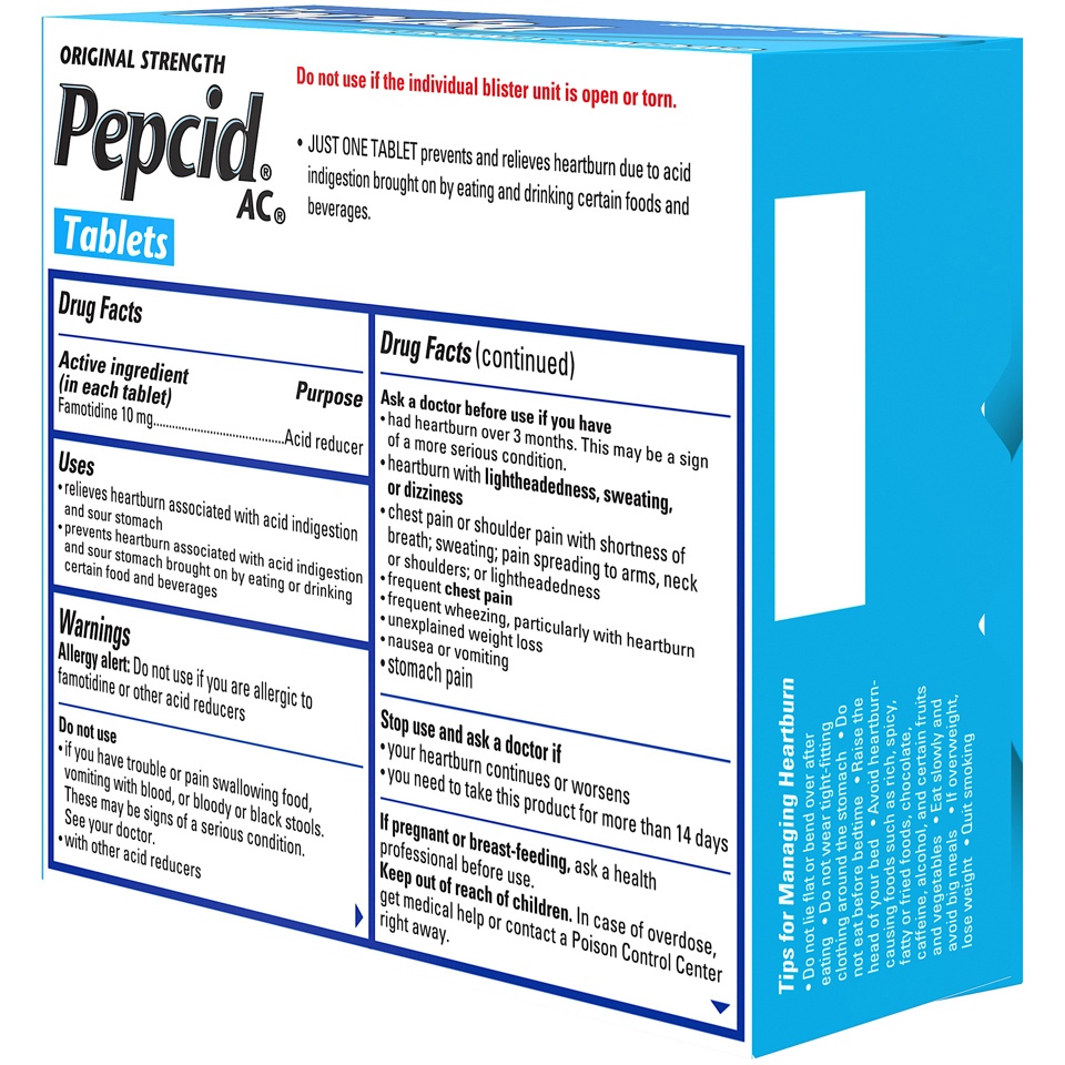 slide 4 of 6, Pepcid AC Original Strength Acid Reducer Tablets, 30 ct