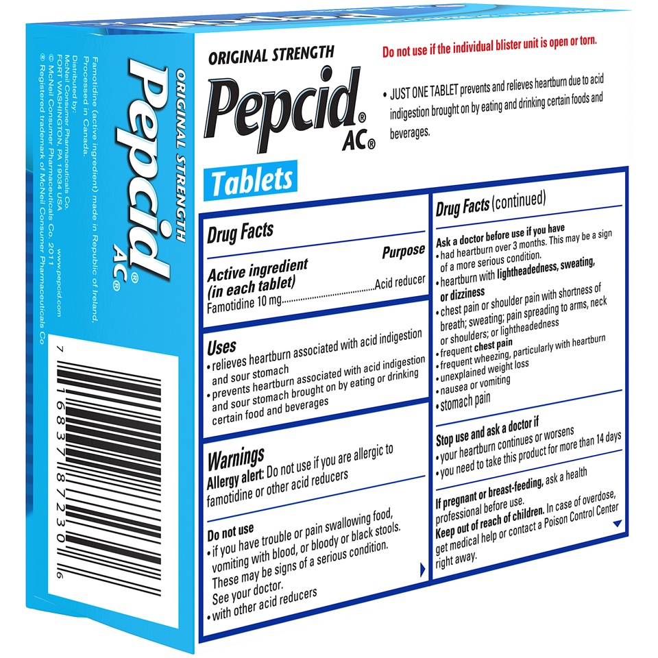 slide 6 of 6, Pepcid AC Original Strength Acid Reducer Tablets, 30 ct