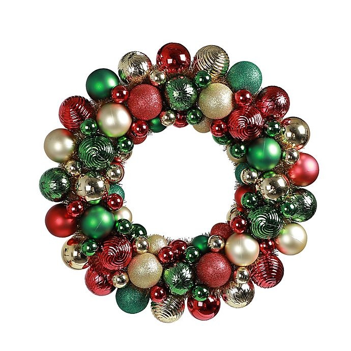 slide 1 of 2, Winter Wonderland Holiday Wreath - Red/Green/Gold, 18 in