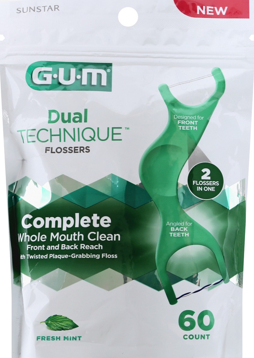 slide 1 of 9, G-U-M GUM Dual Technique Flossers, 60 ct