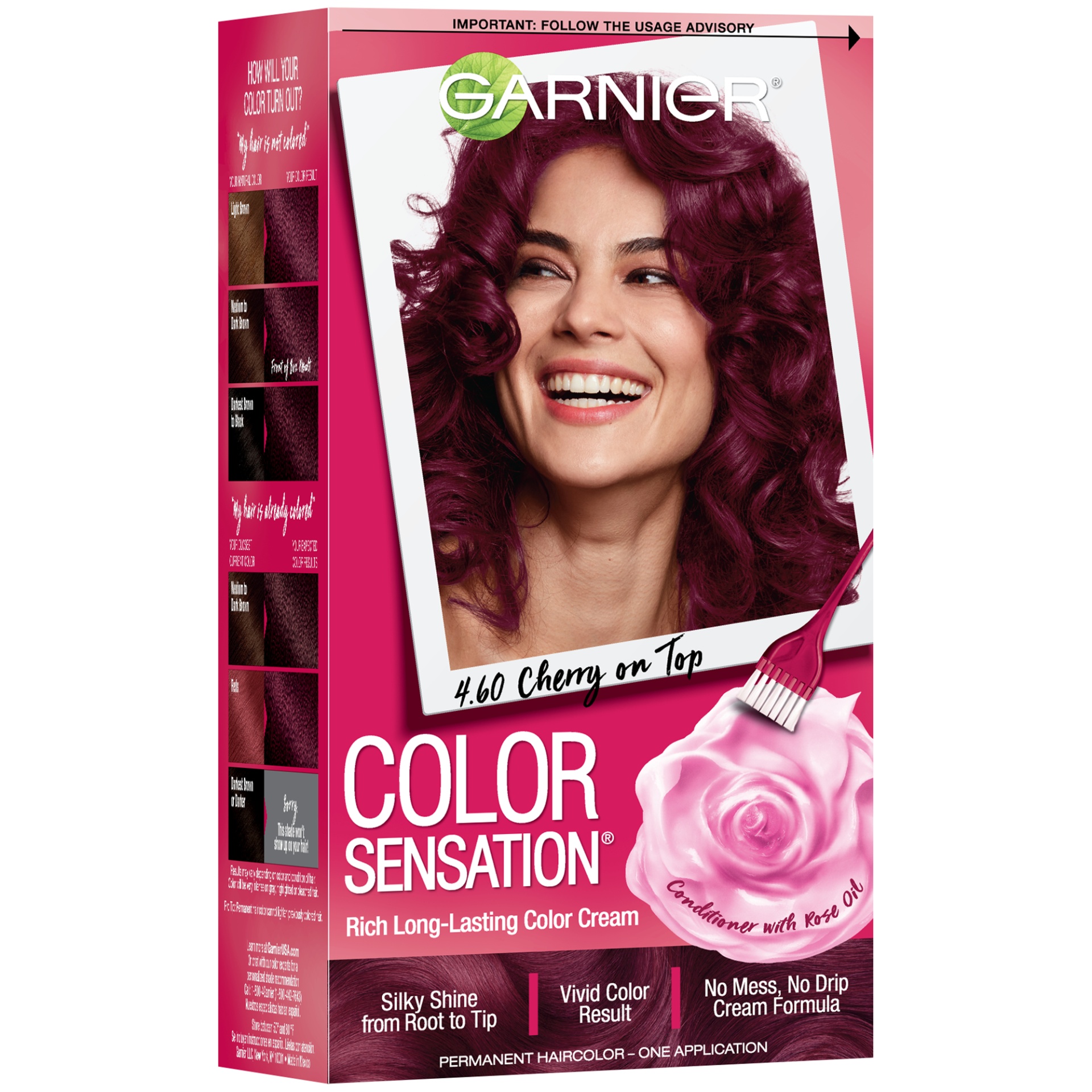 slide 2 of 7, Color Sensation Hair Color Cream 4.60 Cherry On Top (Dark Intense Auburn), 1 ct