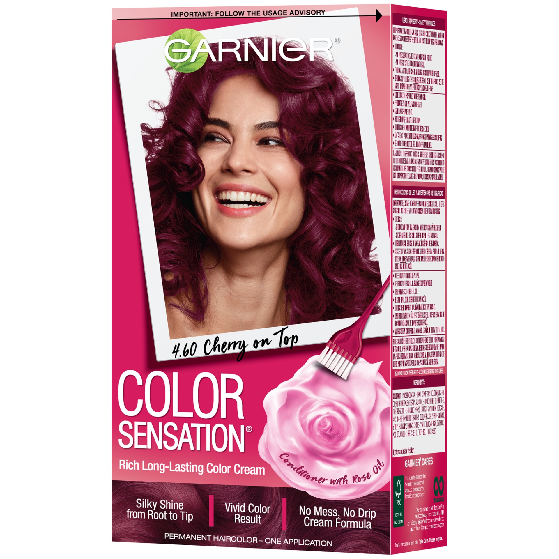 slide 3 of 7, Color Sensation Hair Color Cream 4.60 Cherry On Top (Dark Intense Auburn), 1 ct
