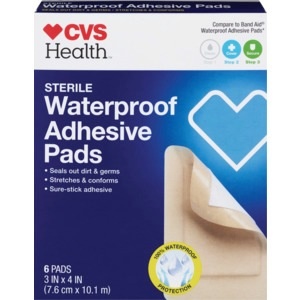 slide 1 of 1, CVS Health Sterile Waterproof Adhesive Pads, 6 ct