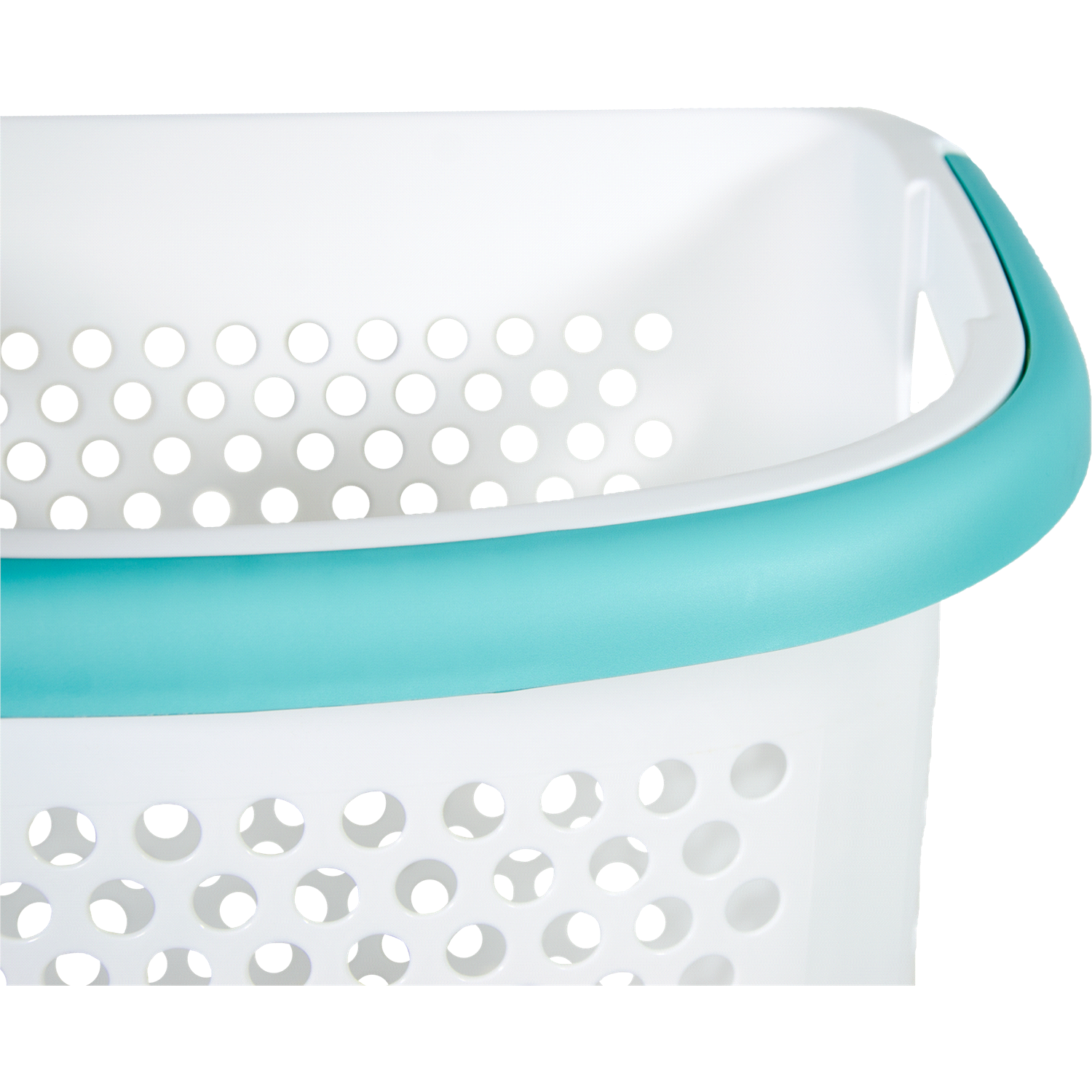 slide 4 of 4, Home Logic Rolling Laundry Hamper - White With Teal Handle, 1 ct