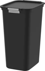 Hefty Lockable Hinged Lid Wastebasket, Black, 12.2 Gal