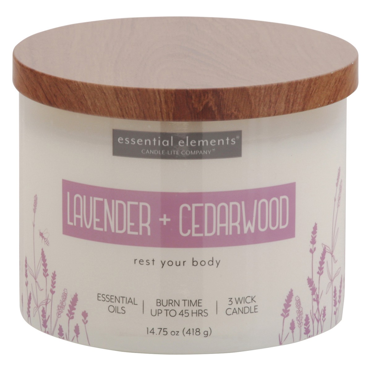 slide 1 of 9, Candle-Lite EE Lavender Cedarwood Jar Candle, 14.75 oz