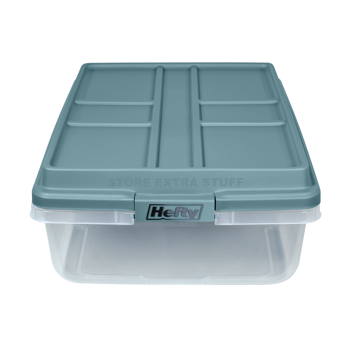 slide 2 of 2, Hefty Hi-Rise 40-qt Storage Bin, Smoke Blue Lid, 40 qt