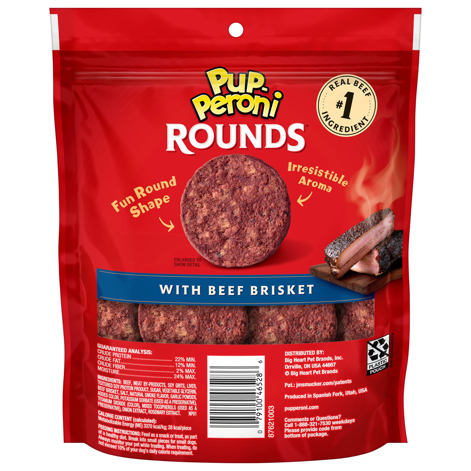 slide 2 of 8, Pup-Peroni Rounds Dog Treats With Beef Brisket, 5 oz. Bag, 5 oz