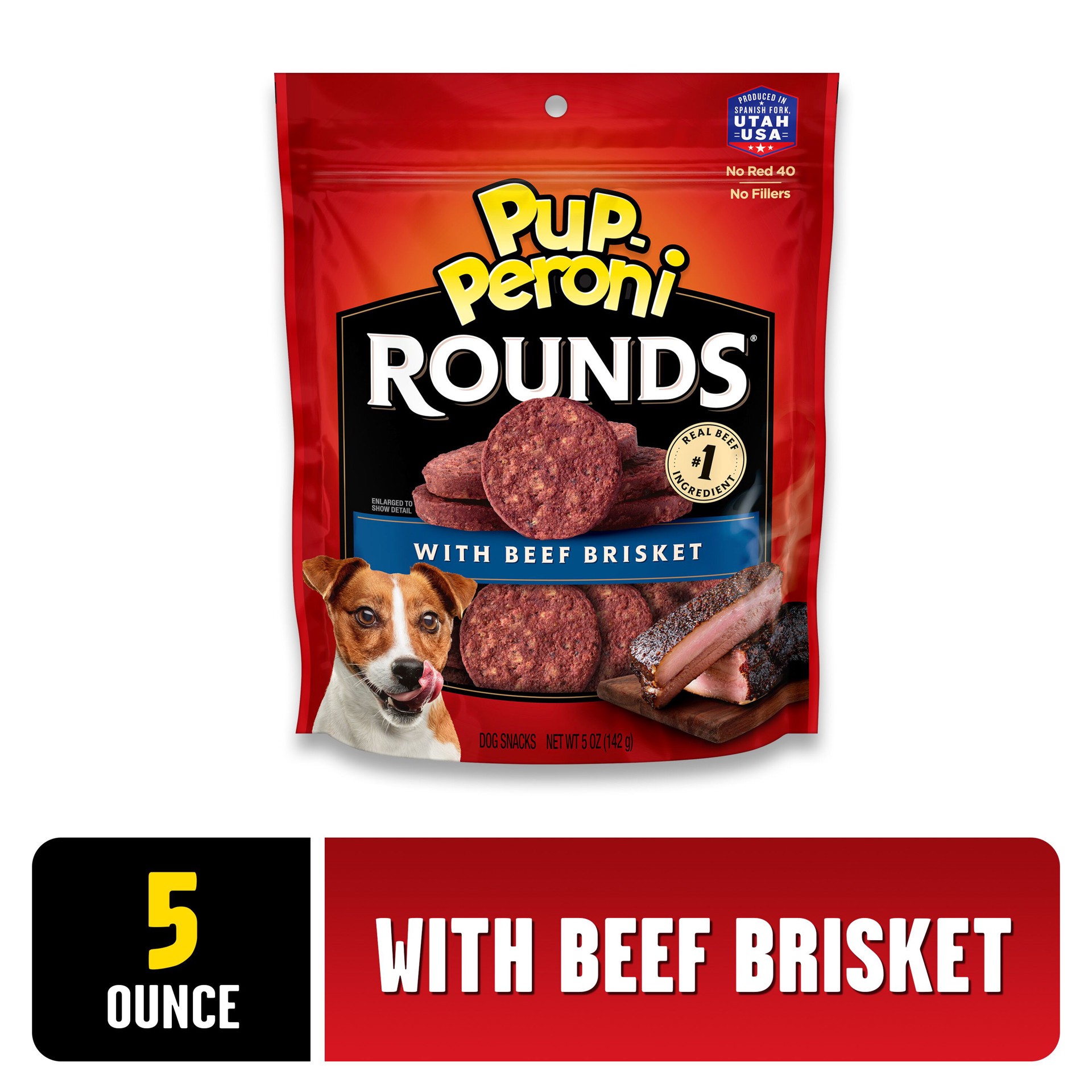 slide 3 of 8, Pup-Peroni Rounds Dog Treats With Beef Brisket, 5 oz. Bag, 5 oz