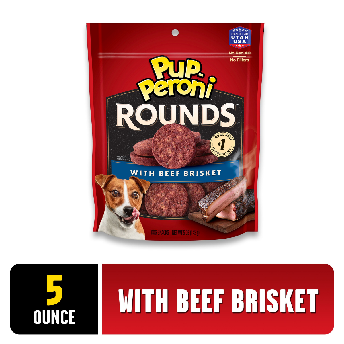 slide 1 of 8, Pup-Peroni Rounds Dog Treats With Beef Brisket, 5 oz. Bag, 5 oz