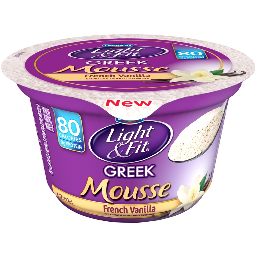 slide 1 of 2, Dannon Light & Fit French Vanilla Greek Mousse Yogurt, 5.3 oz