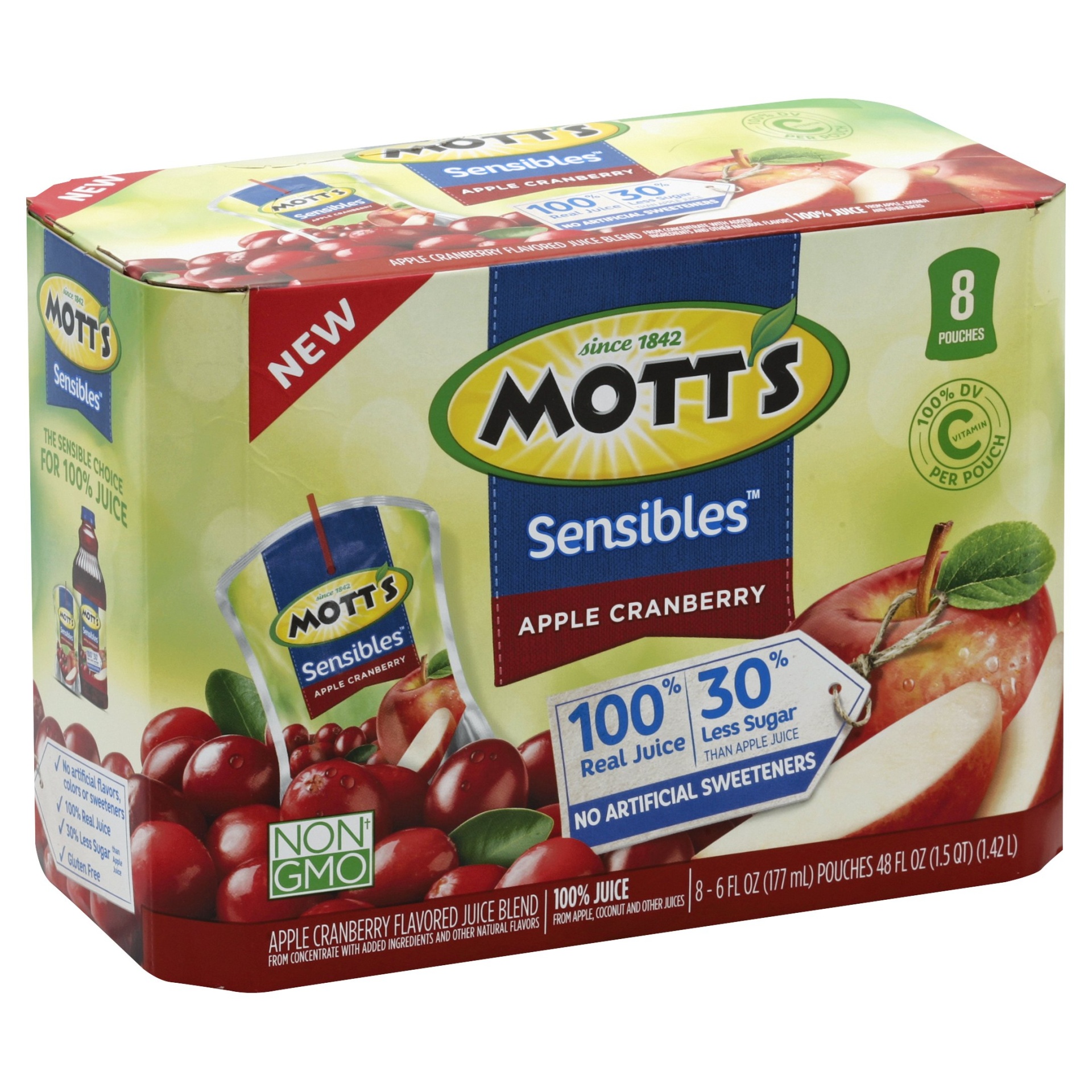 slide 1 of 6, Mott's Sensibles Apple Cranberry Juice - 8 ct; 6 fl oz, 8 ct; 6 fl oz