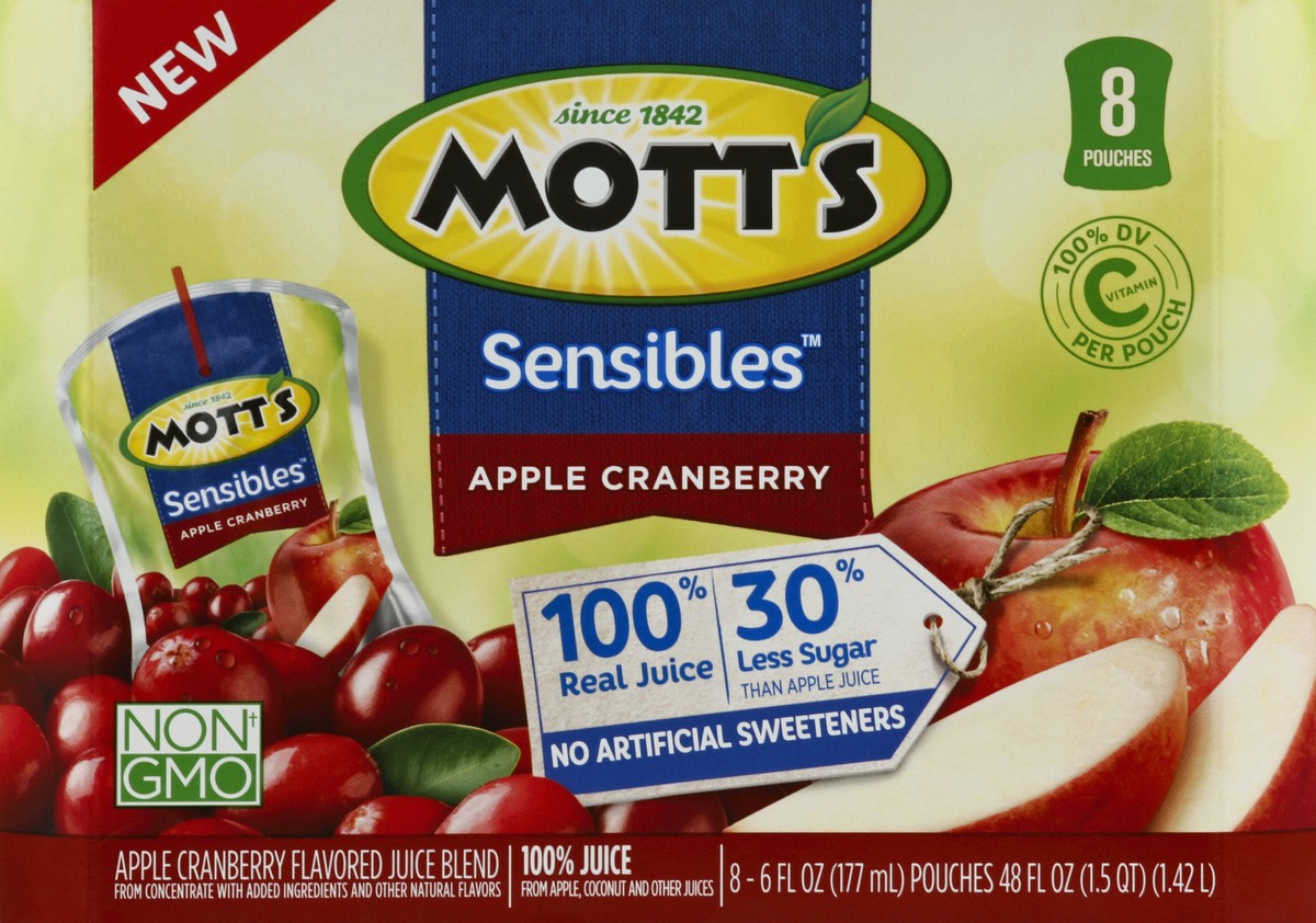slide 2 of 6, Mott's Sensibles Apple Cranberry Juice - 8 ct; 6 fl oz, 8 ct; 6 fl oz