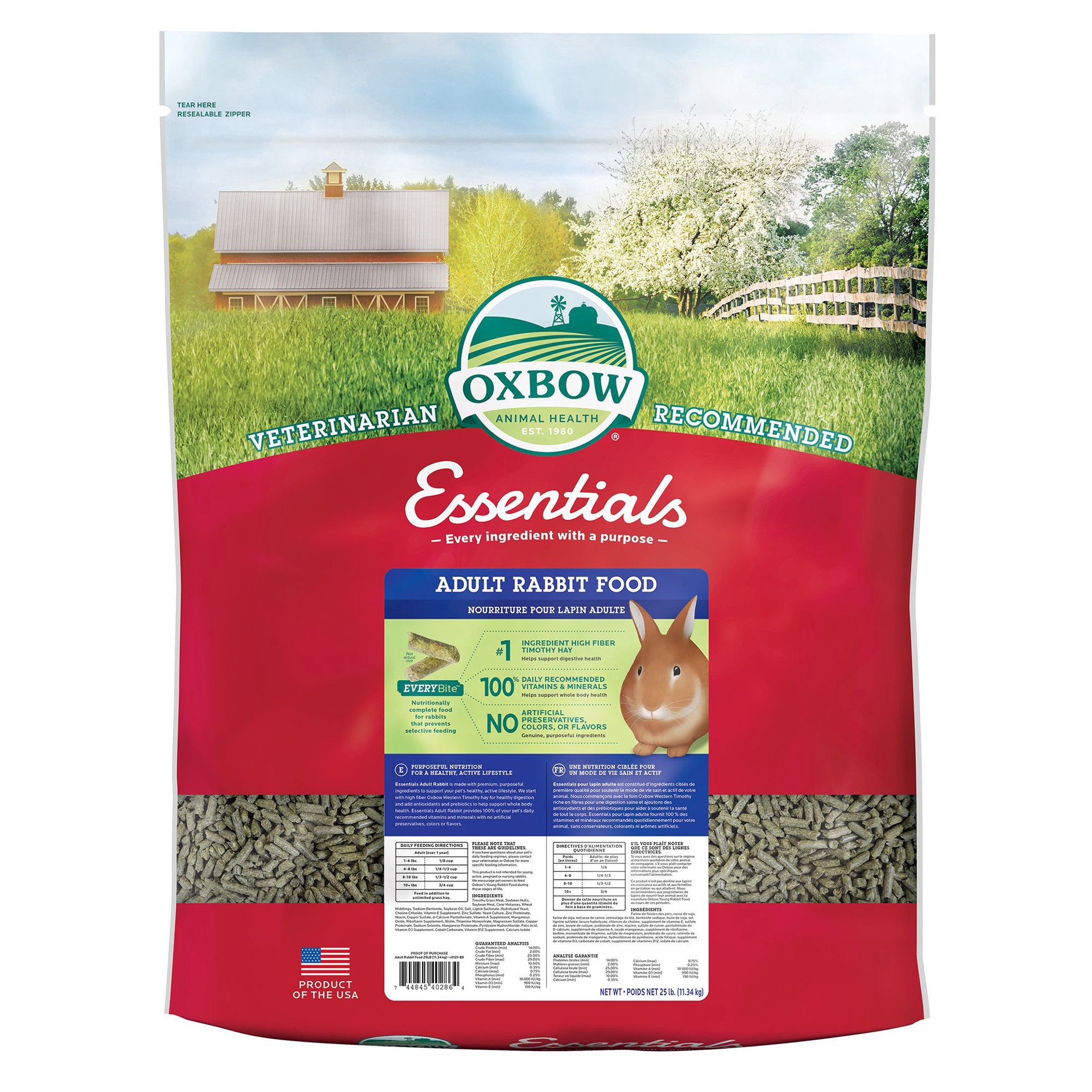 slide 1 of 1, Oxbow Essentials Adult Rabbit Food, 25 lb