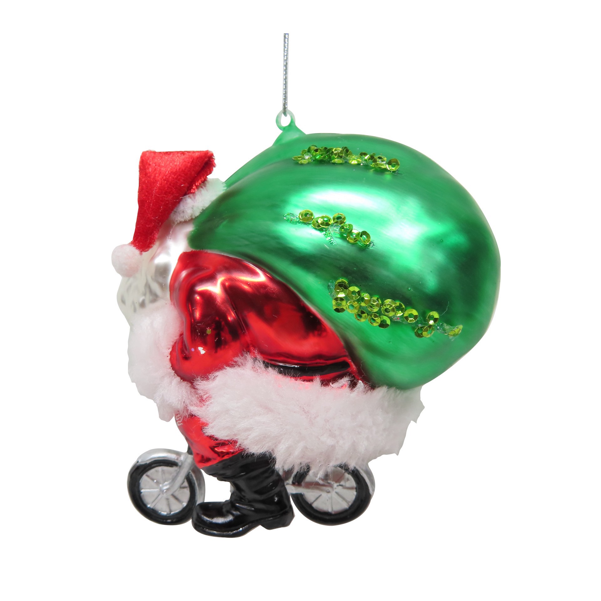 slide 2 of 4, 4.5" Santa On Bike Glass Ornament By Ashland, 4.5 in