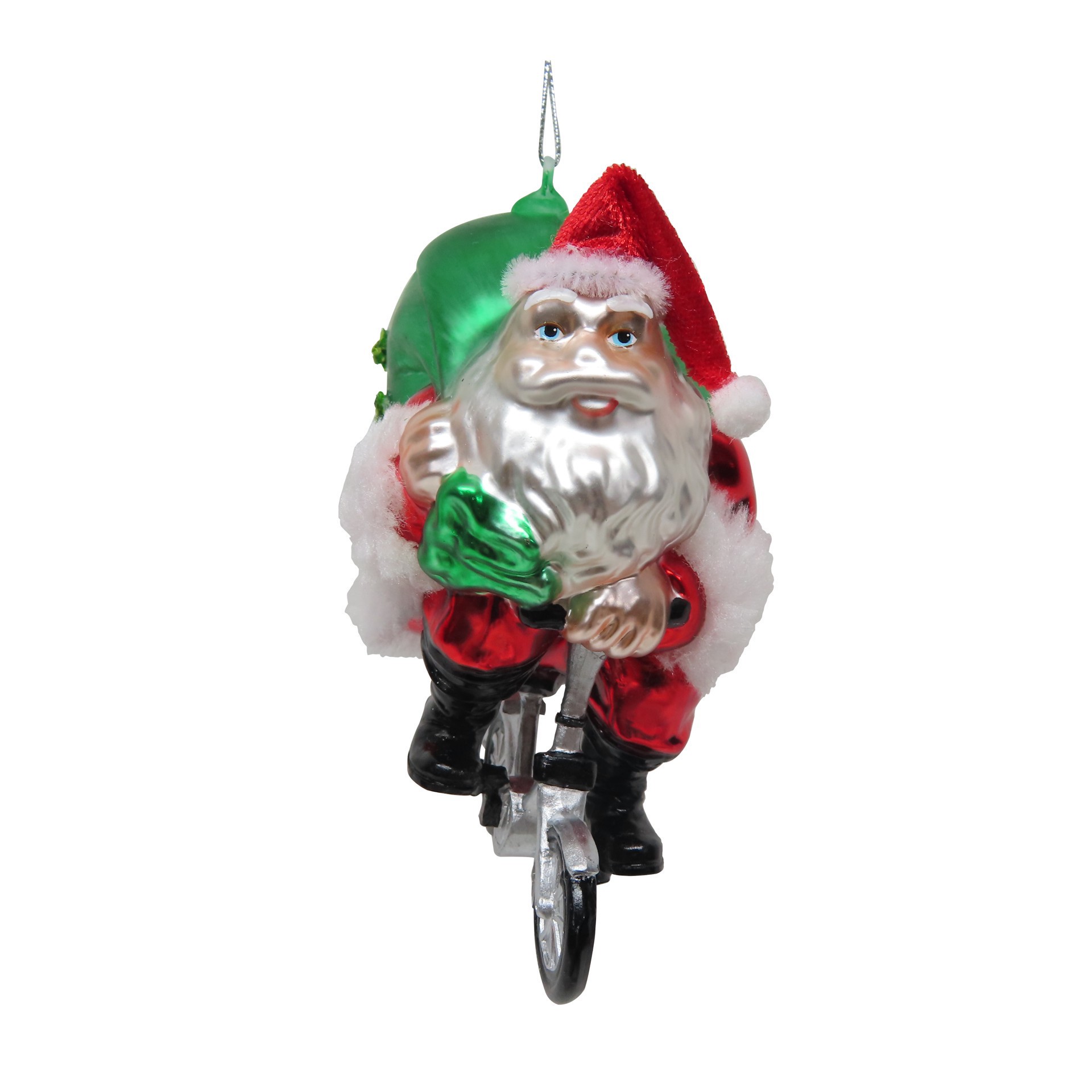 slide 4 of 4, 4.5" Santa On Bike Glass Ornament By Ashland, 4.5 in