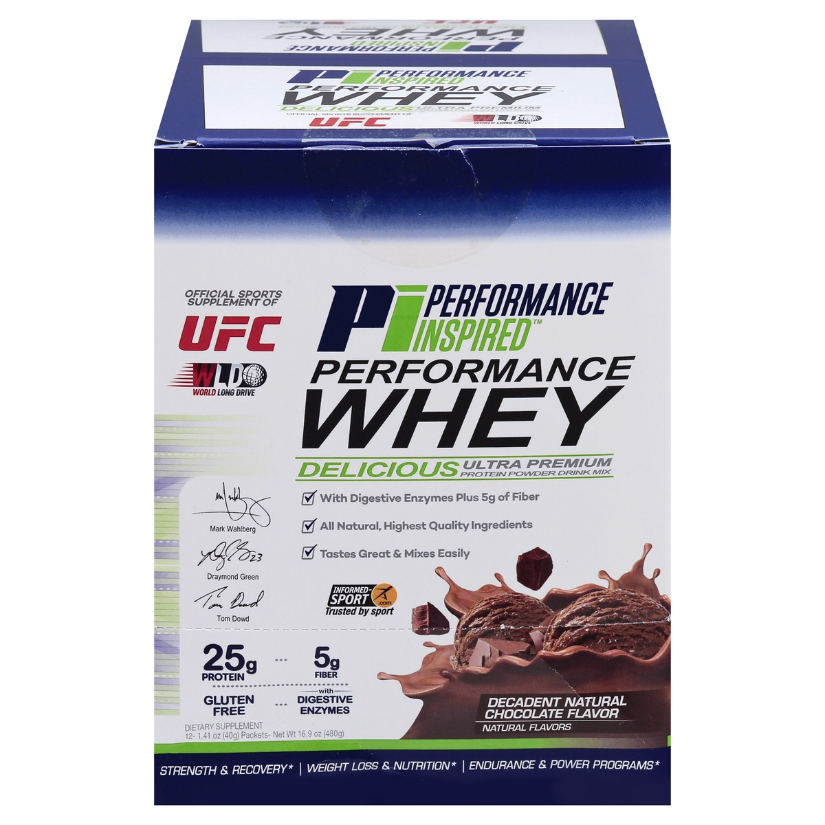 slide 1 of 1, Performance Inspired Nutrition Protein Powder Drink Mix, Decadent Natural Chocolate Flavor, Performance Whey, 12 ct