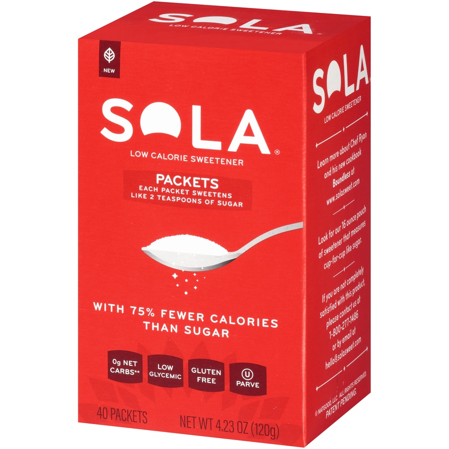 slide 3 of 8, Sola Low Calorie Sweetener, 40 ct