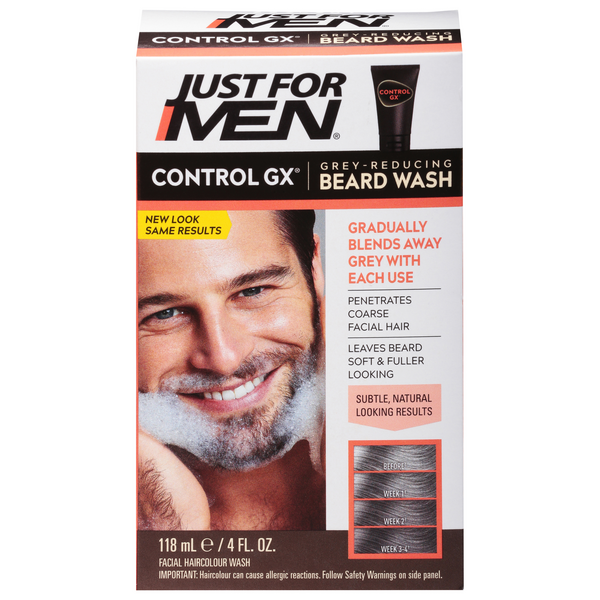 slide 1 of 1, Just For Men ControlGX Grey Reducing Beard Wash, 4 oz