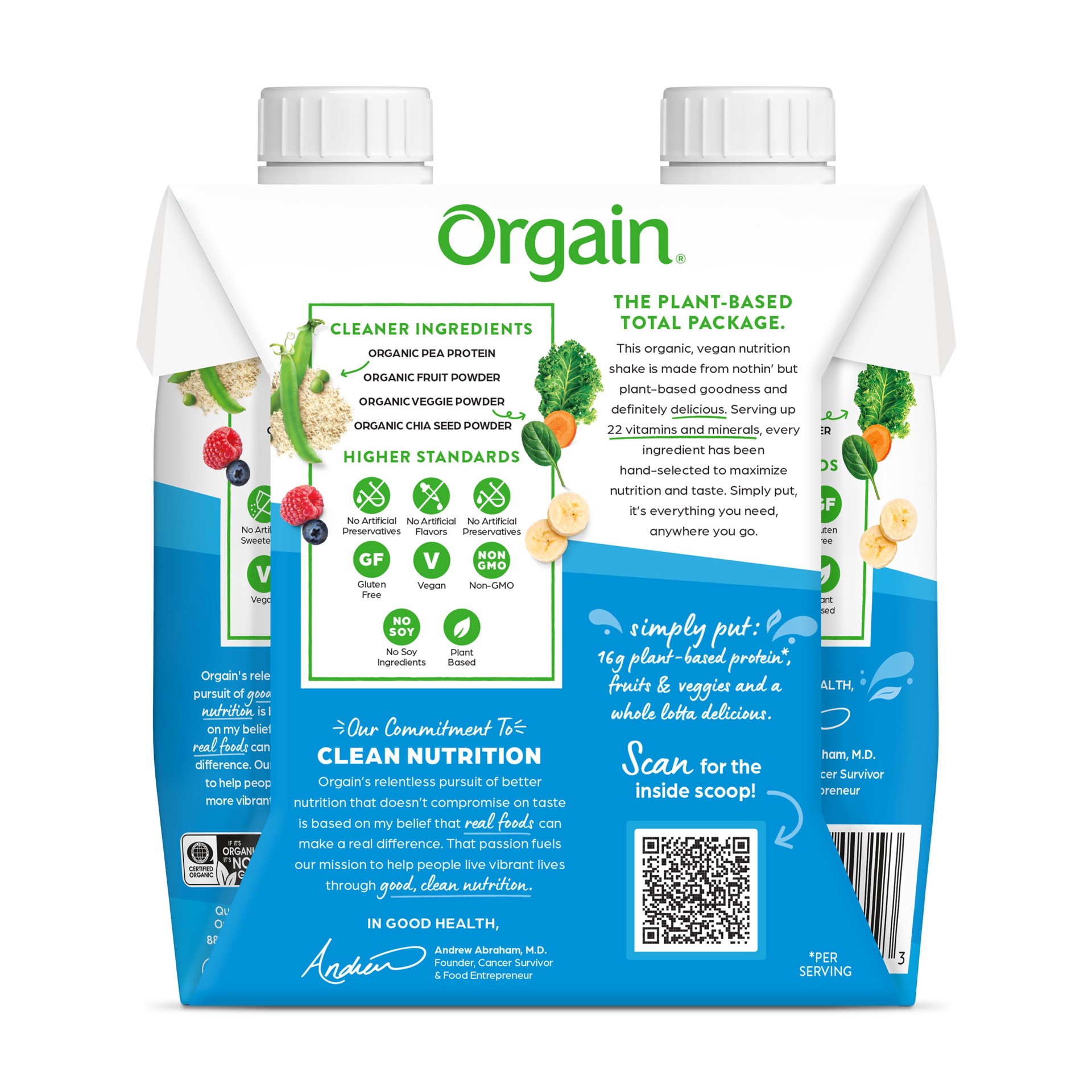 slide 2 of 10, Orgain Organic Nutrition Vegan Protein Shake, Plant Based, Smooth Chocolate 11oz, 4ct, 44 fl oz