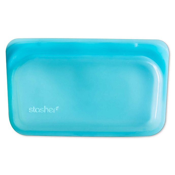 slide 1 of 4, Stasher Silicone Reusable Snack Bag - Aqua, 9.9 oz