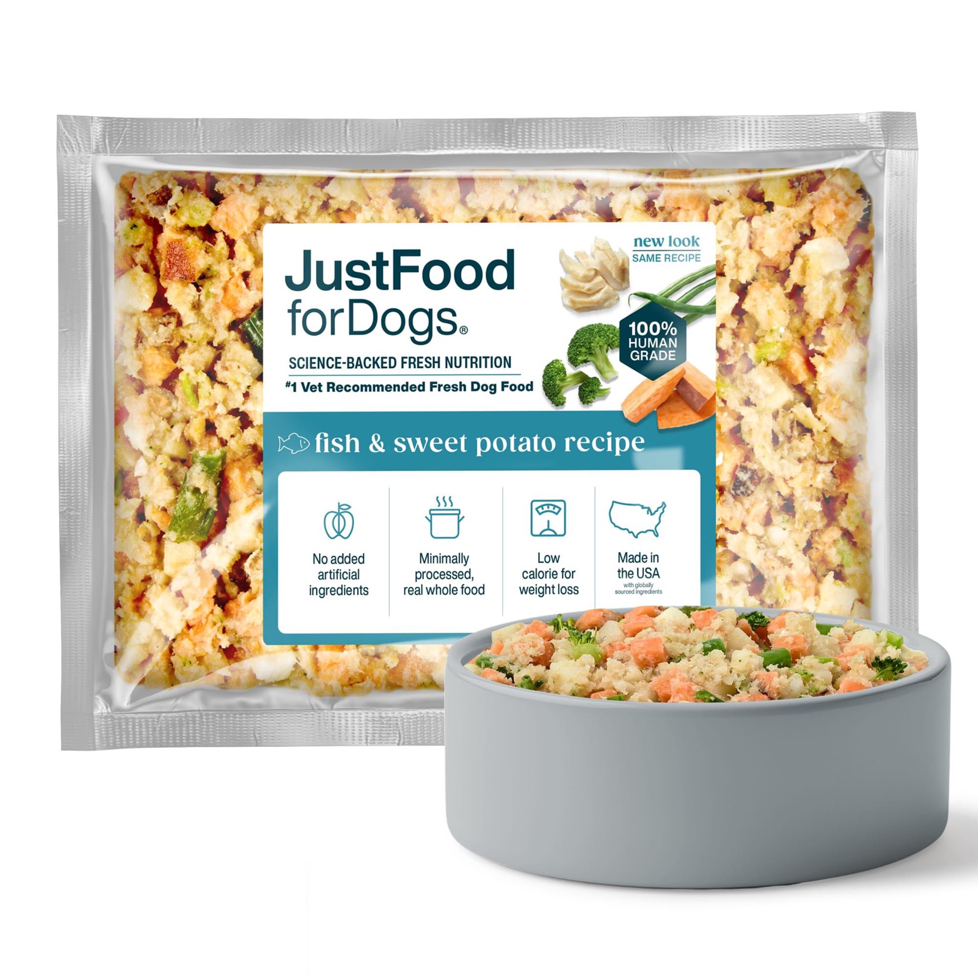 slide 1 of 1, JustFoodForDogs Daily Diets Fish & Sweet Potato Frozen Dog Food, 72 oz