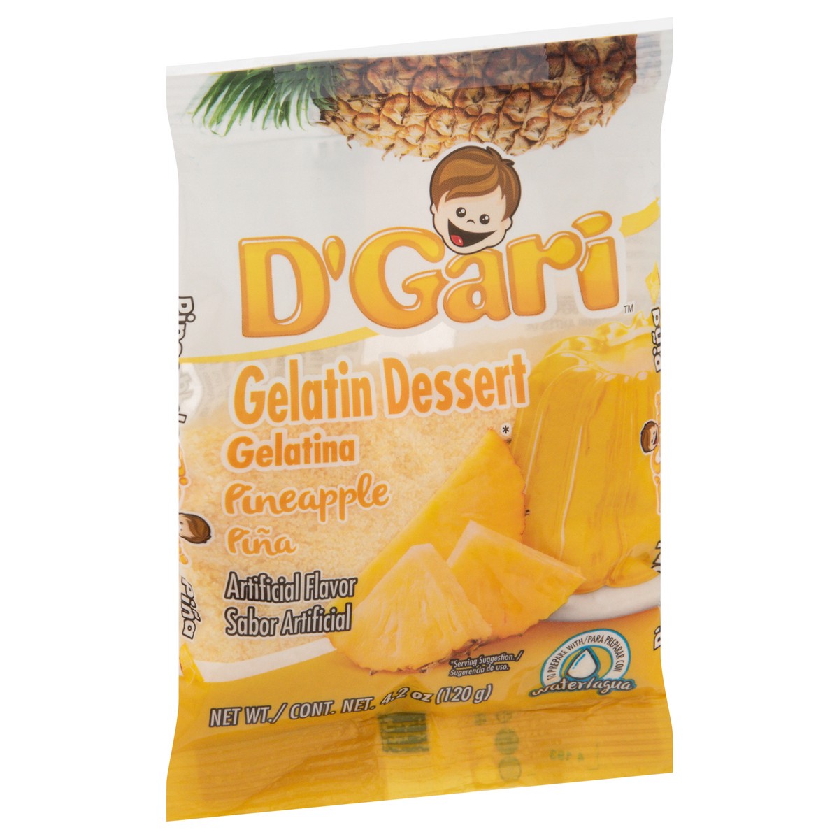 slide 2 of 9, D'Gari Pineapple Gelatin Dessert 4.2 oz, 4.2 oz