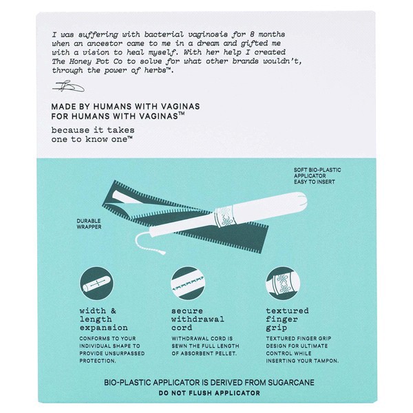 slide 2 of 5, THE HONEY POT Honey Pot Organic Super Tampons, 18 ct