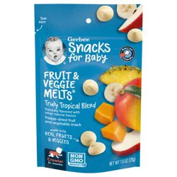 Gerber Snacks for Baby Fruit & Veggie Melts Baby Snack, Truly Tropical Blend, 1 oz Bag