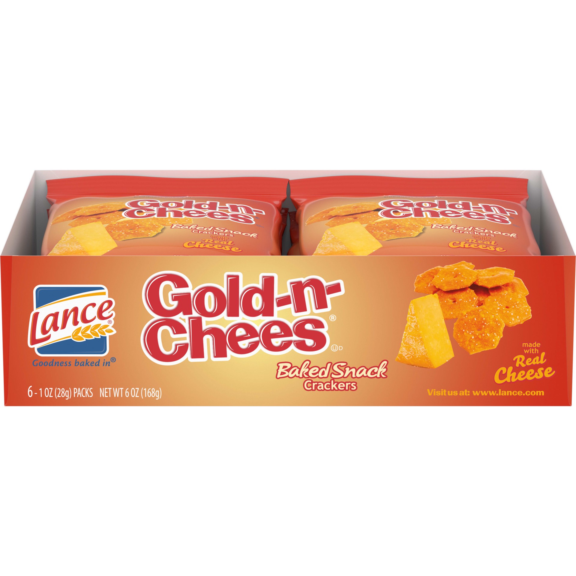 slide 1 of 5, Lance Gold-N-Chees Baked Cheese Snack Crackers, 6 Ct, 6 oz